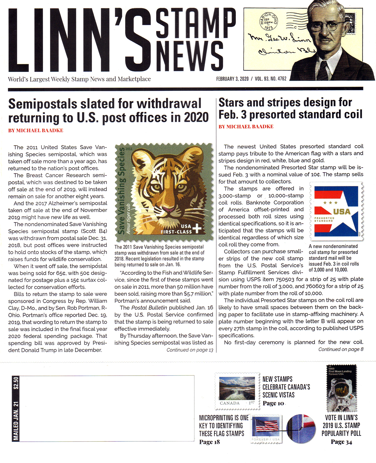 Linns-Stamp-News-Weekly February 03, 2020 Issue Cover