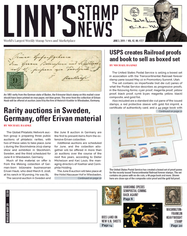 Linns-Stamp-News-Weekly June 03, 2019 Issue Cover