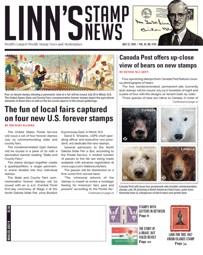 Linns-Stamp-News-Weekly July 22, 2019 Issue Cover