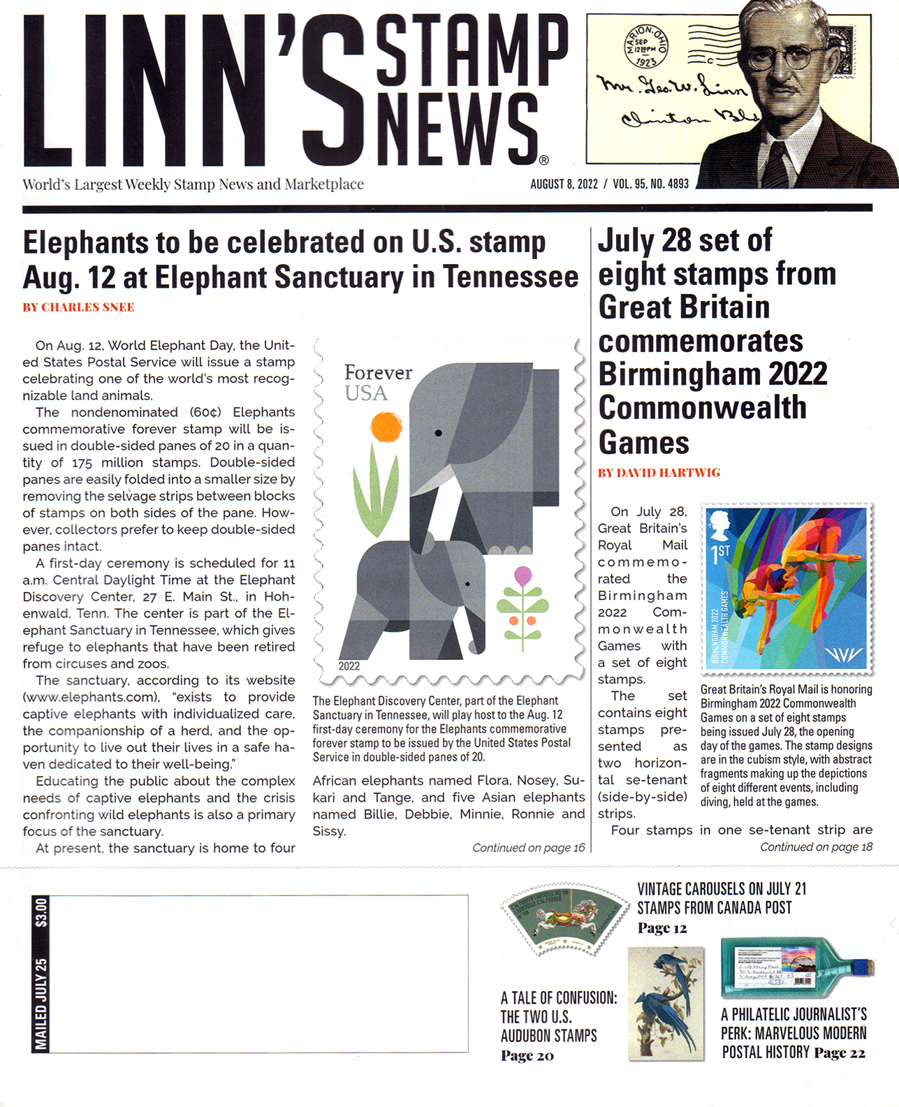 Linns-Stamp-News-Weekly August 08, 2022 Issue Cover