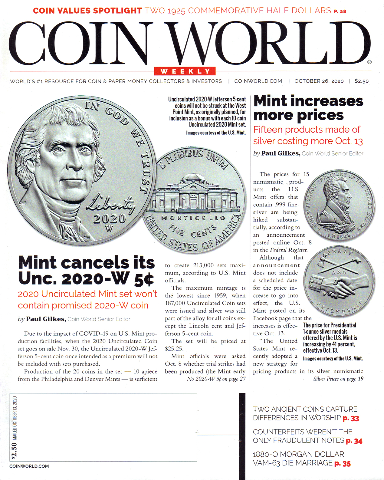 Coin-World-Weekly October 26, 2020 Issue Cover