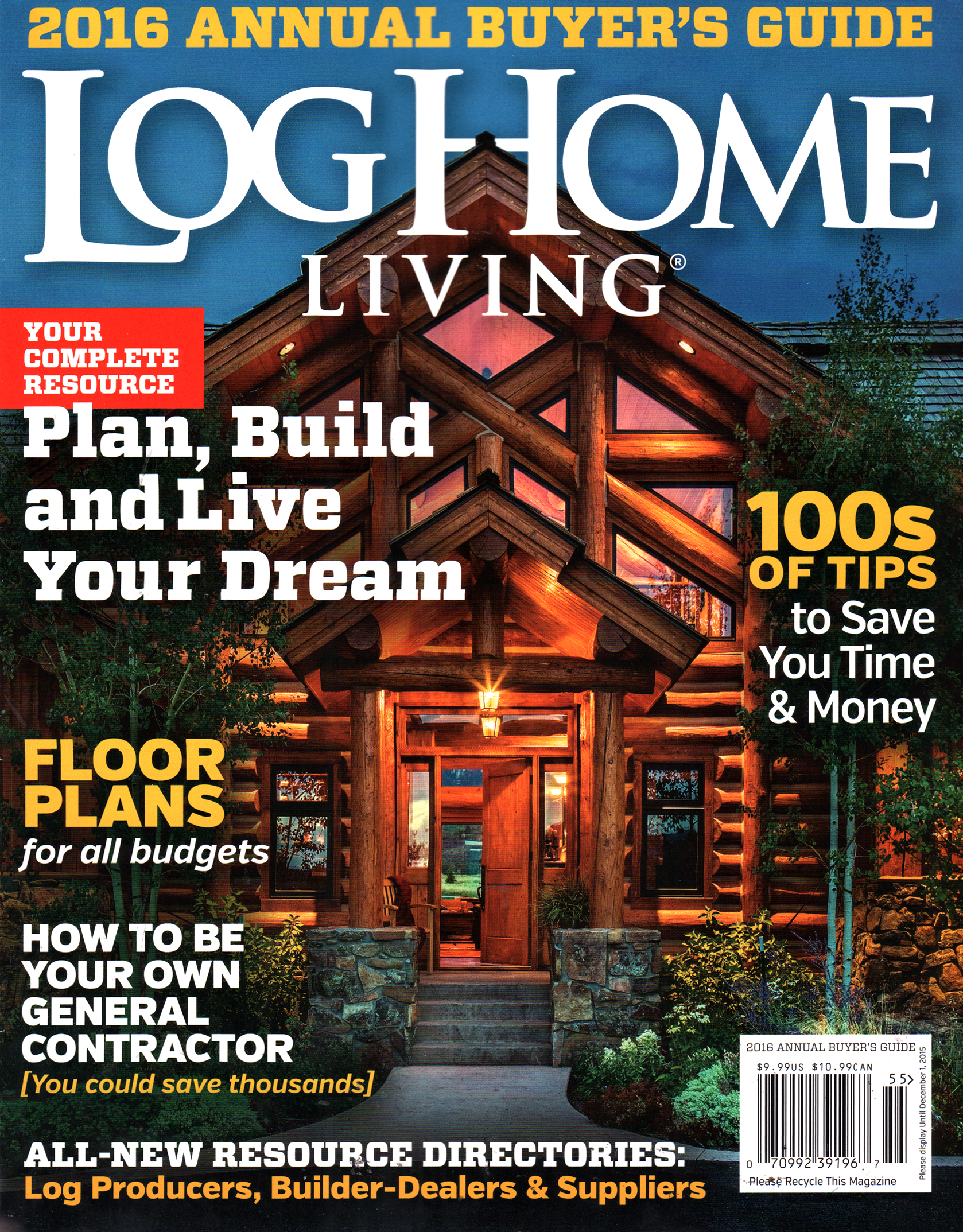 Log-and-Timber-Home-Living October 01, 2015 Issue Cover
