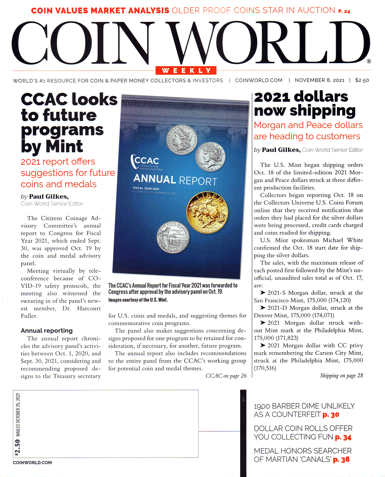 Coin-World-Weekly November 08, 2021 Issue Cover