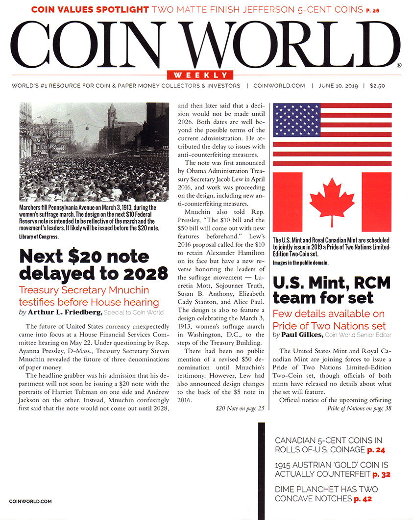 Coin-World-Weekly June 10, 2019 Issue Cover