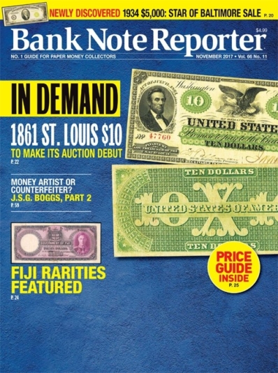 Bank Note Reporter November 01, 2017 Issue Cover