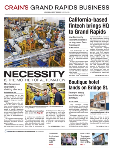 Crain’s Grand Rapids Business July 10, 2023 Issue Cover