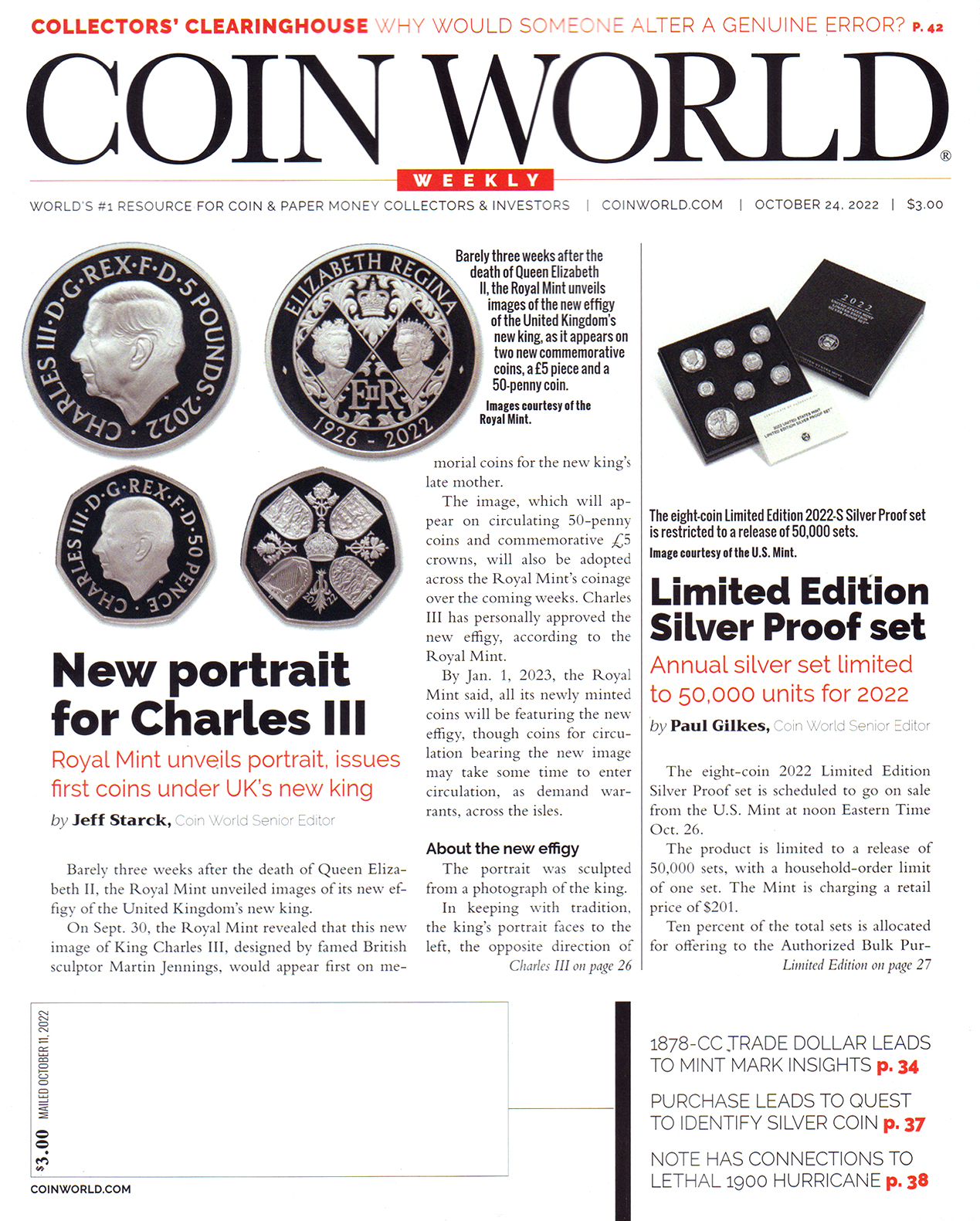 Coin-World-Weekly October 24, 2022 Issue Cover