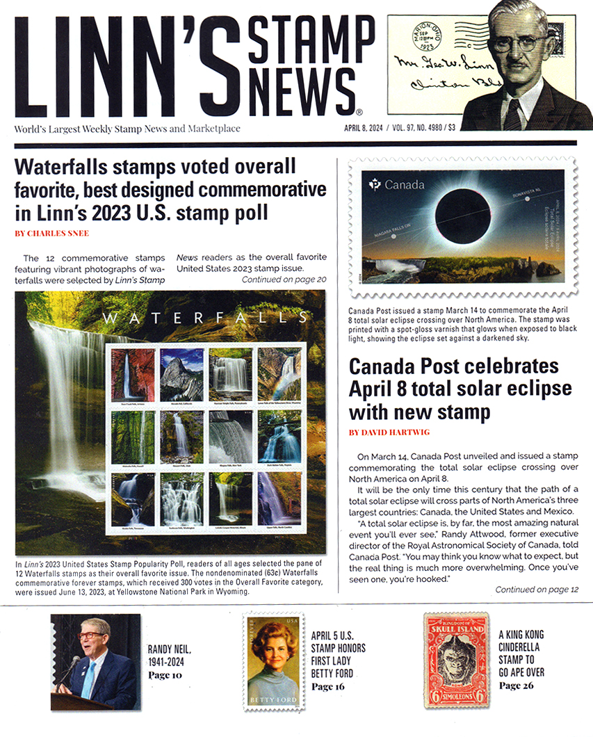 Linns-Stamp-News-Weekly April 08, 2024 Issue Cover