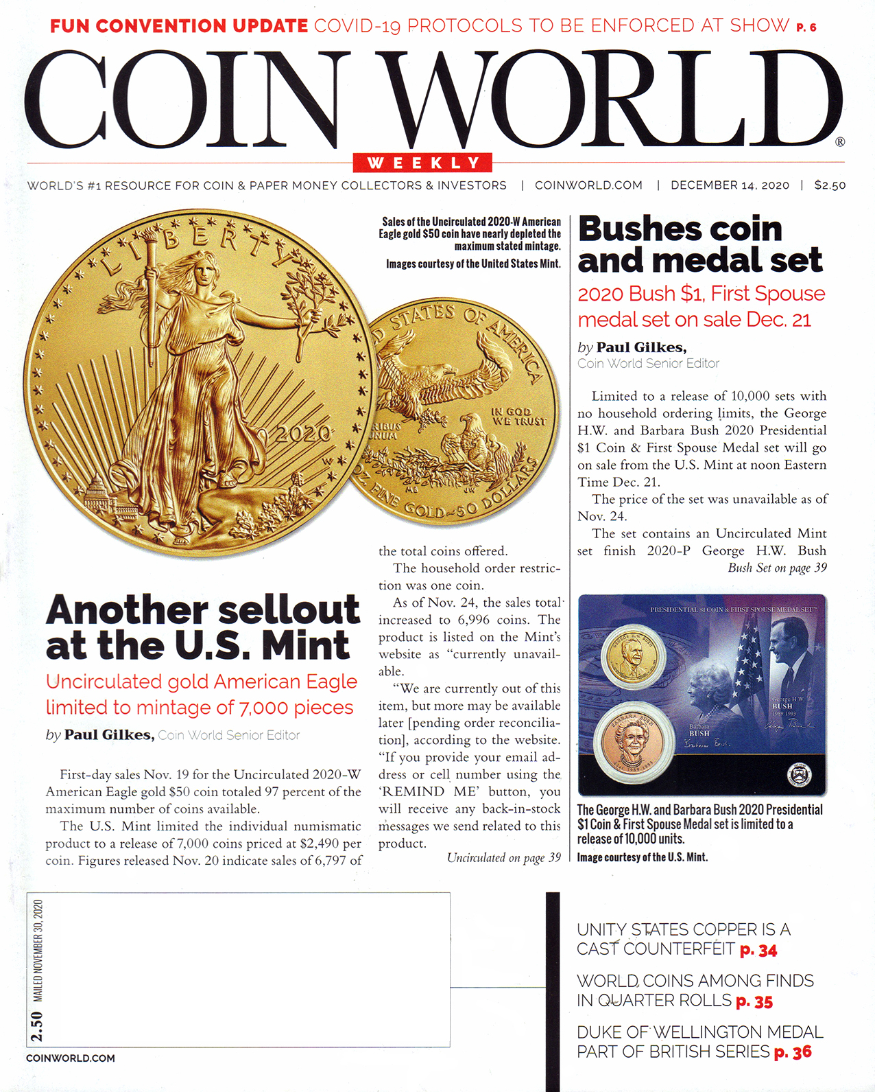 Coin-World-Weekly December 14, 2020 Issue Cover
