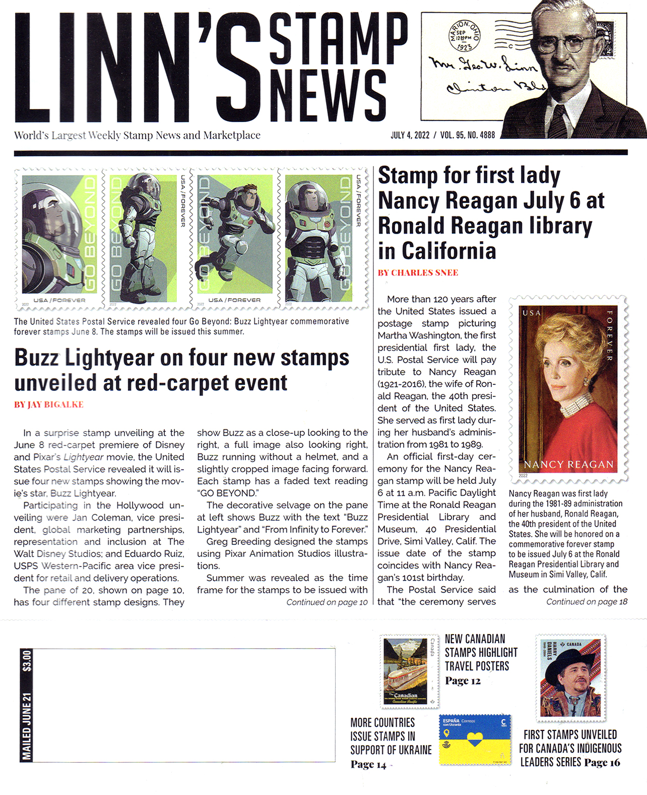 Linns-Stamp-News-Weekly July 04, 2022 Issue Cover