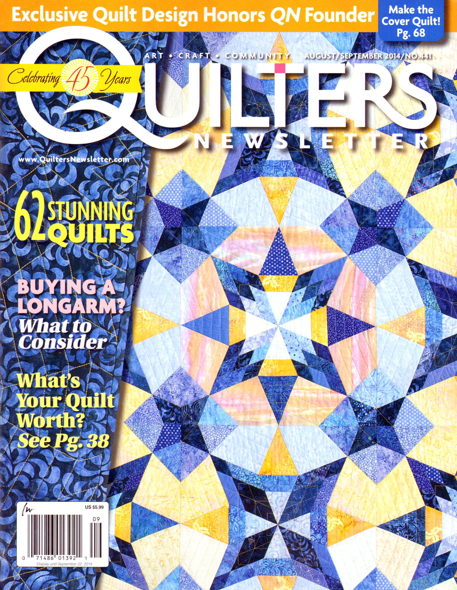 Quilters-Newsletter August 01, 2014 Issue Cover