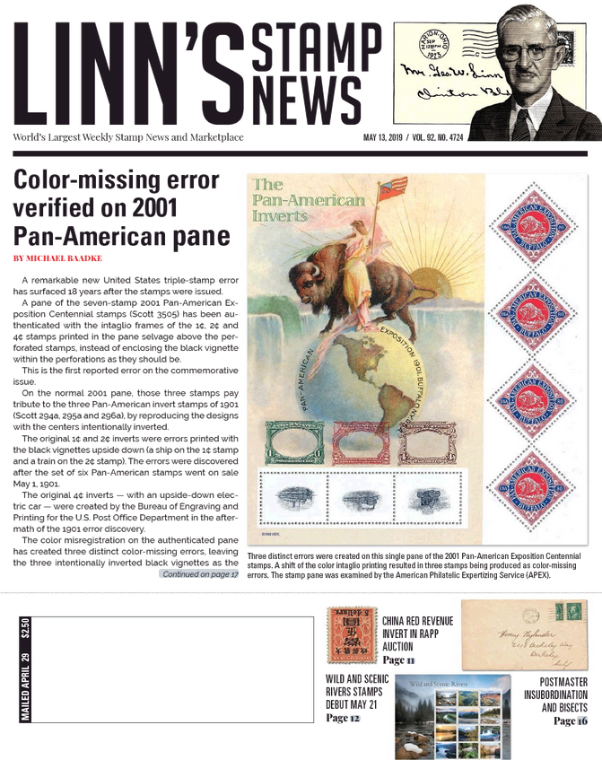 Linns-Stamp-News-Weekly May 13, 2019 Issue Cover