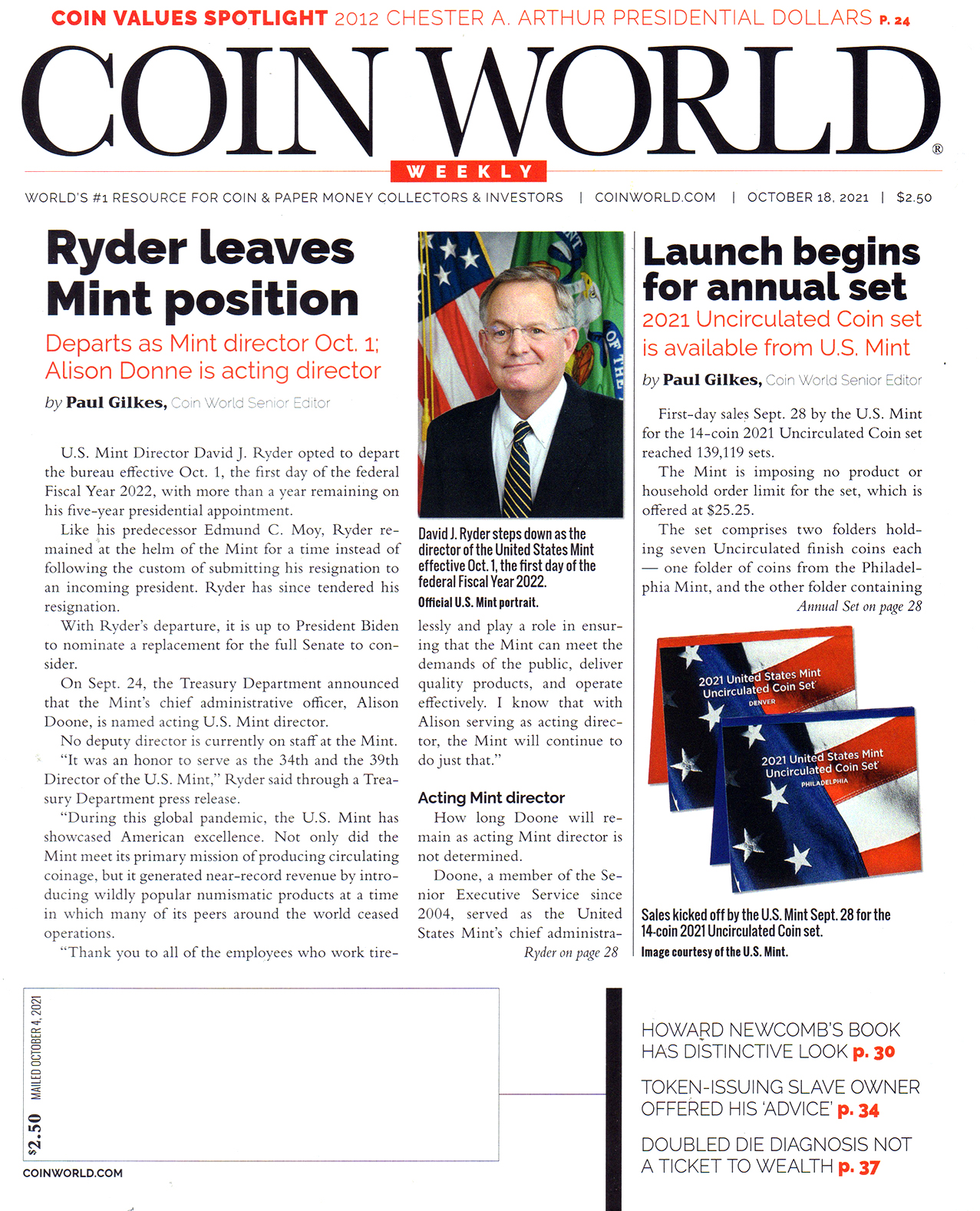 Coin-World-Weekly October 18, 2021 Issue Cover
