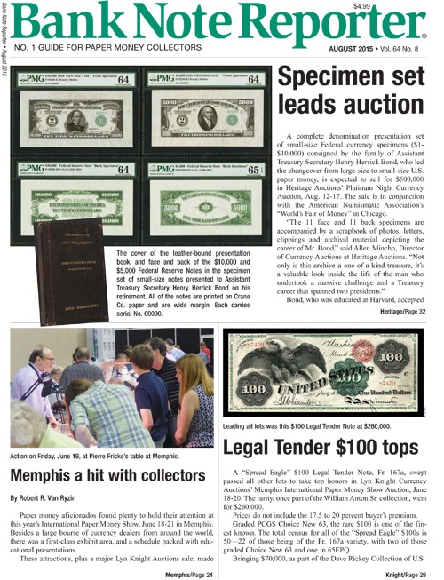 Bank-Note-Reporter August 01, 2015 Issue Cover
