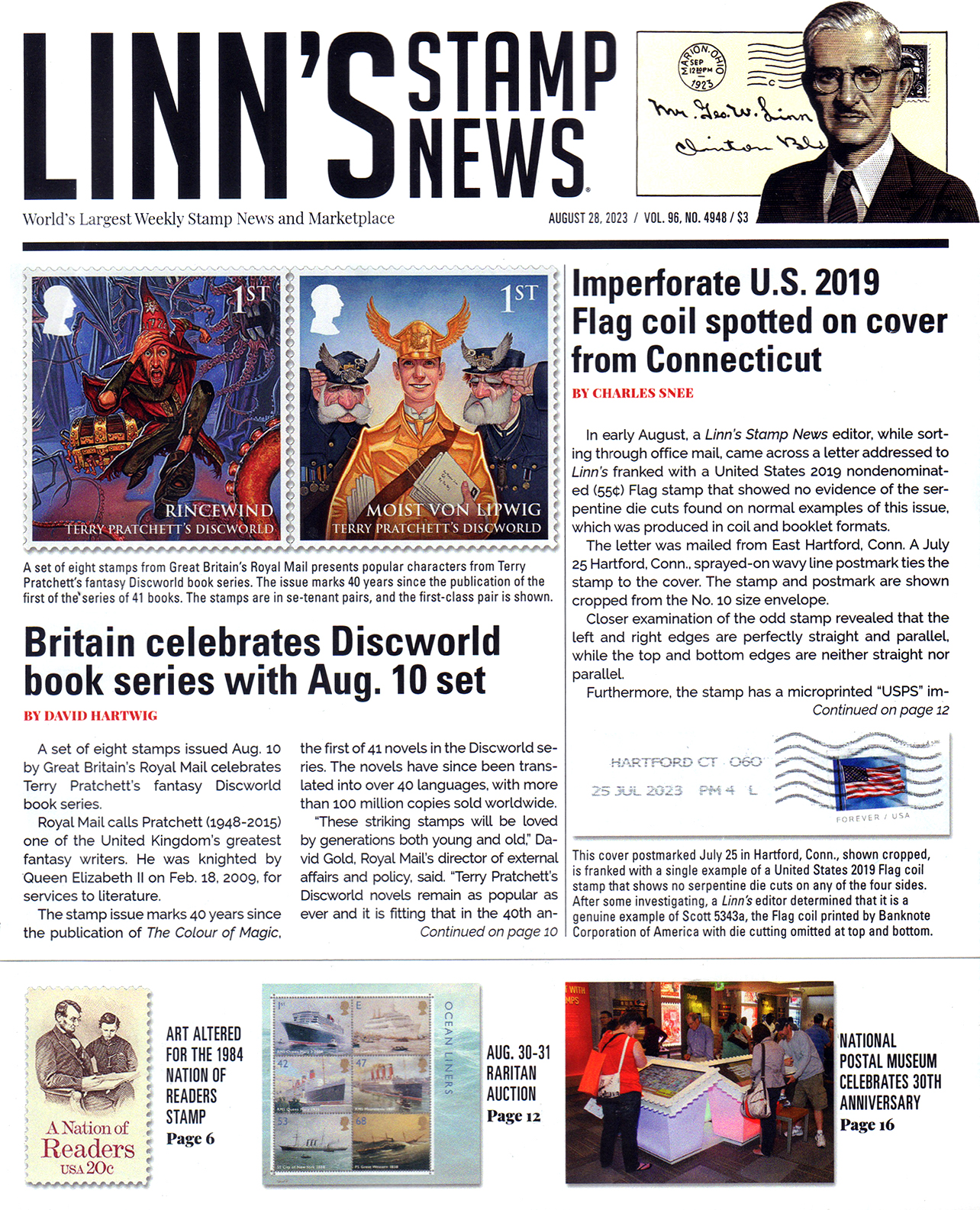 Linns-Stamp-News-Weekly August 28, 2023 Issue Cover