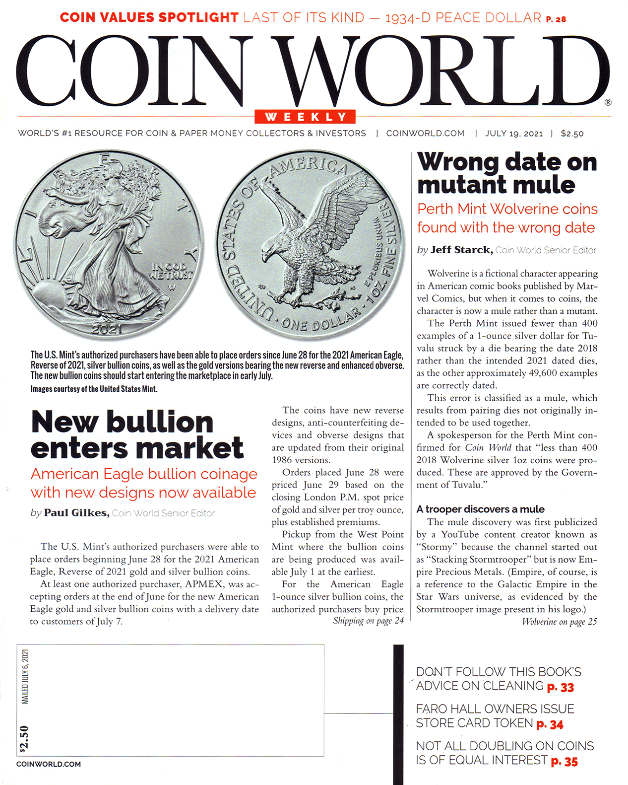 Coin-World-Weekly July 19, 2021 Issue Cover