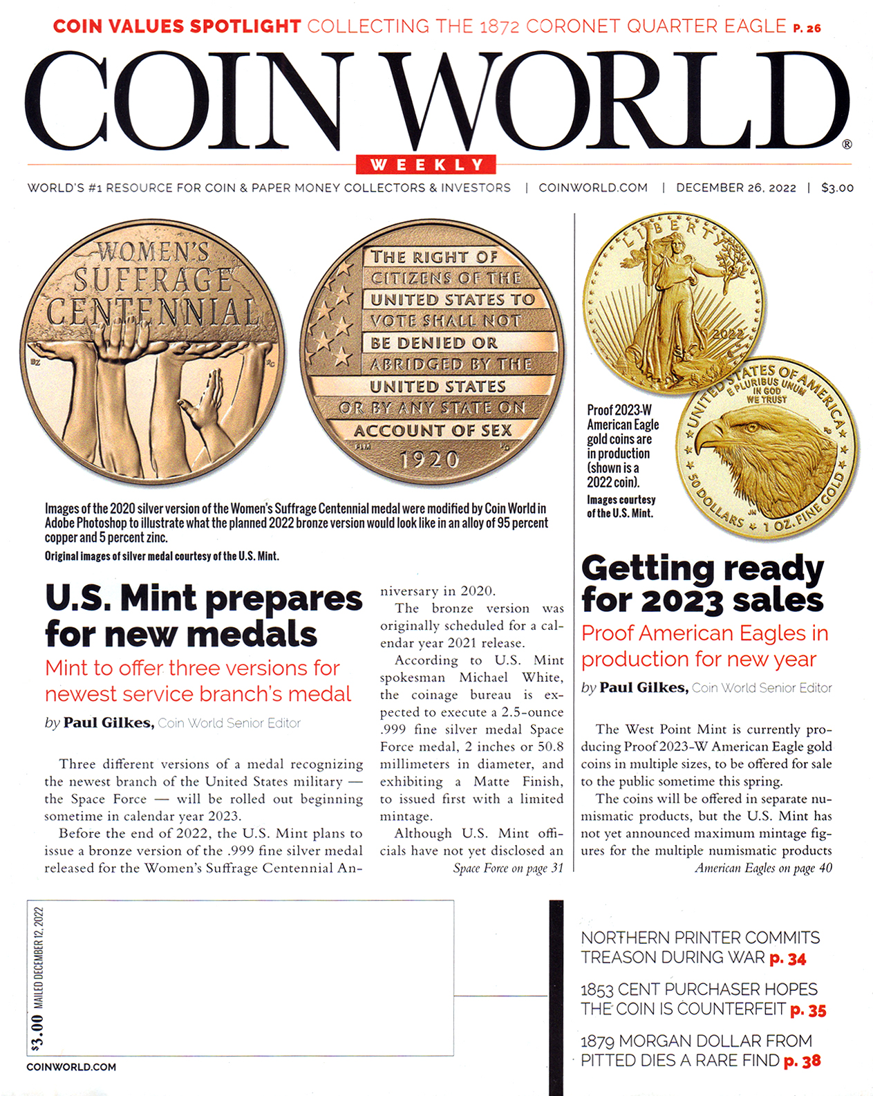 Coin-World-Weekly December 26, 2022 Issue Cover