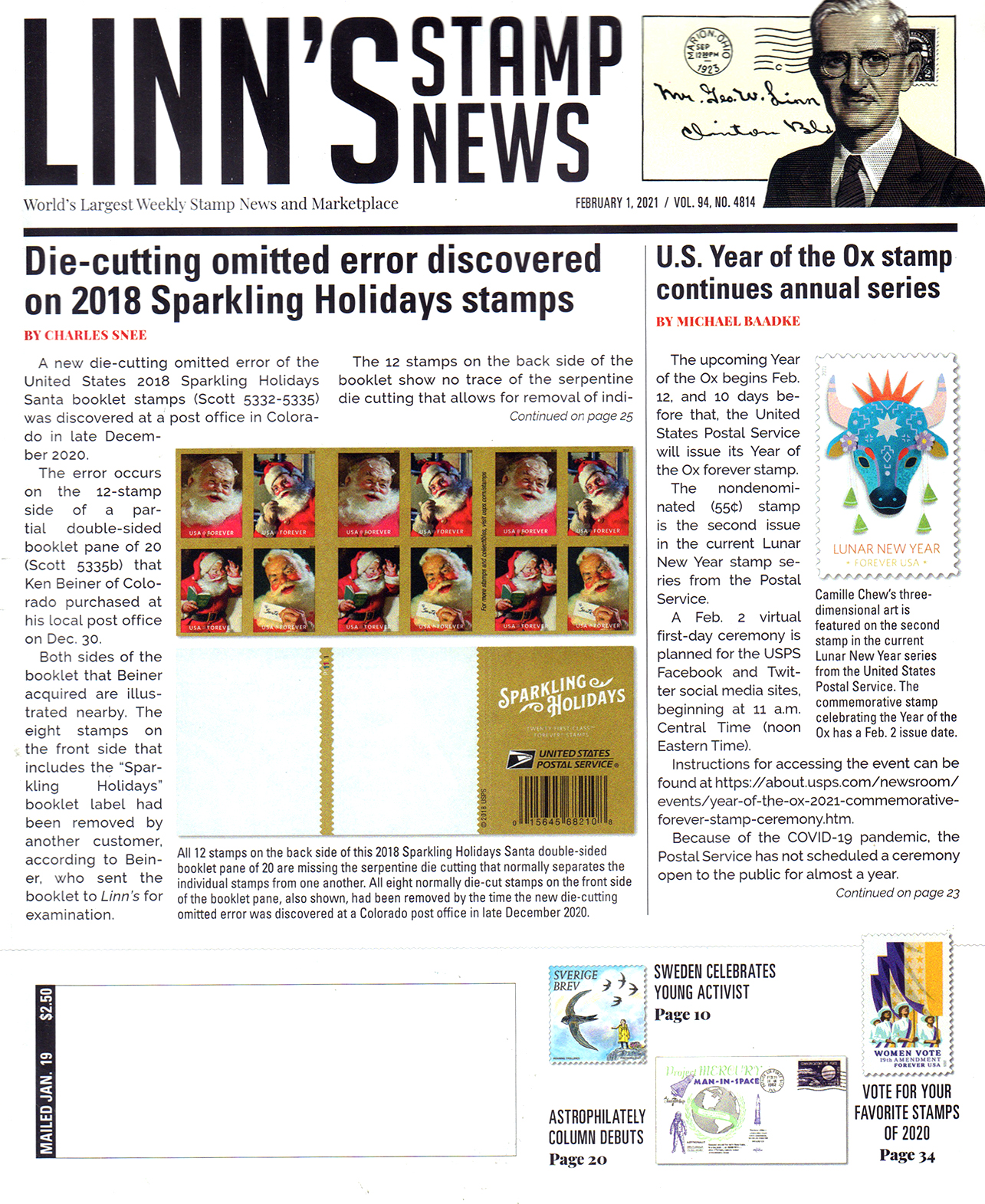 Linns-Stamp-News February 01, 2021 Issue Cover