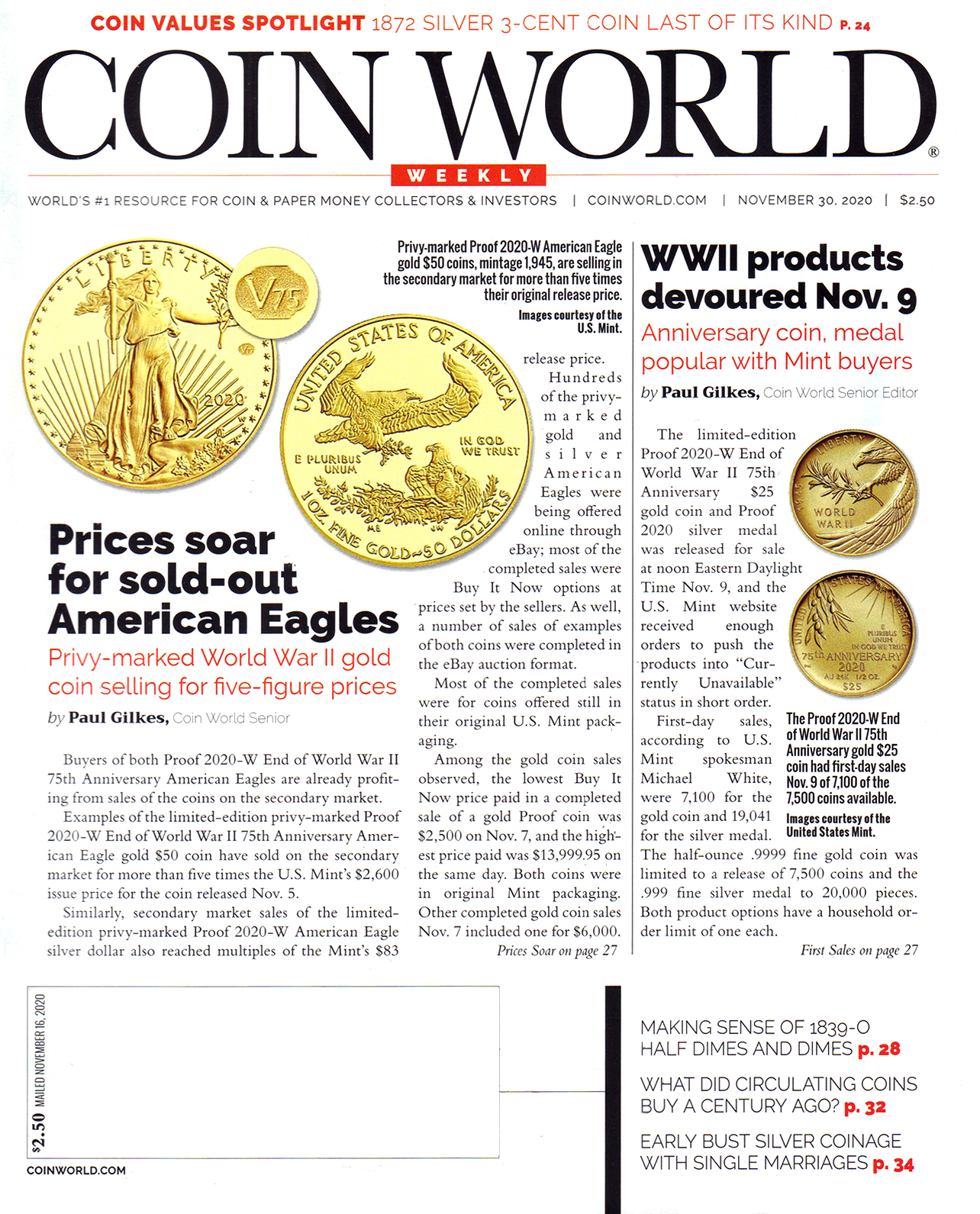 Coin-World-Weekly November 30, 2020 Issue Cover