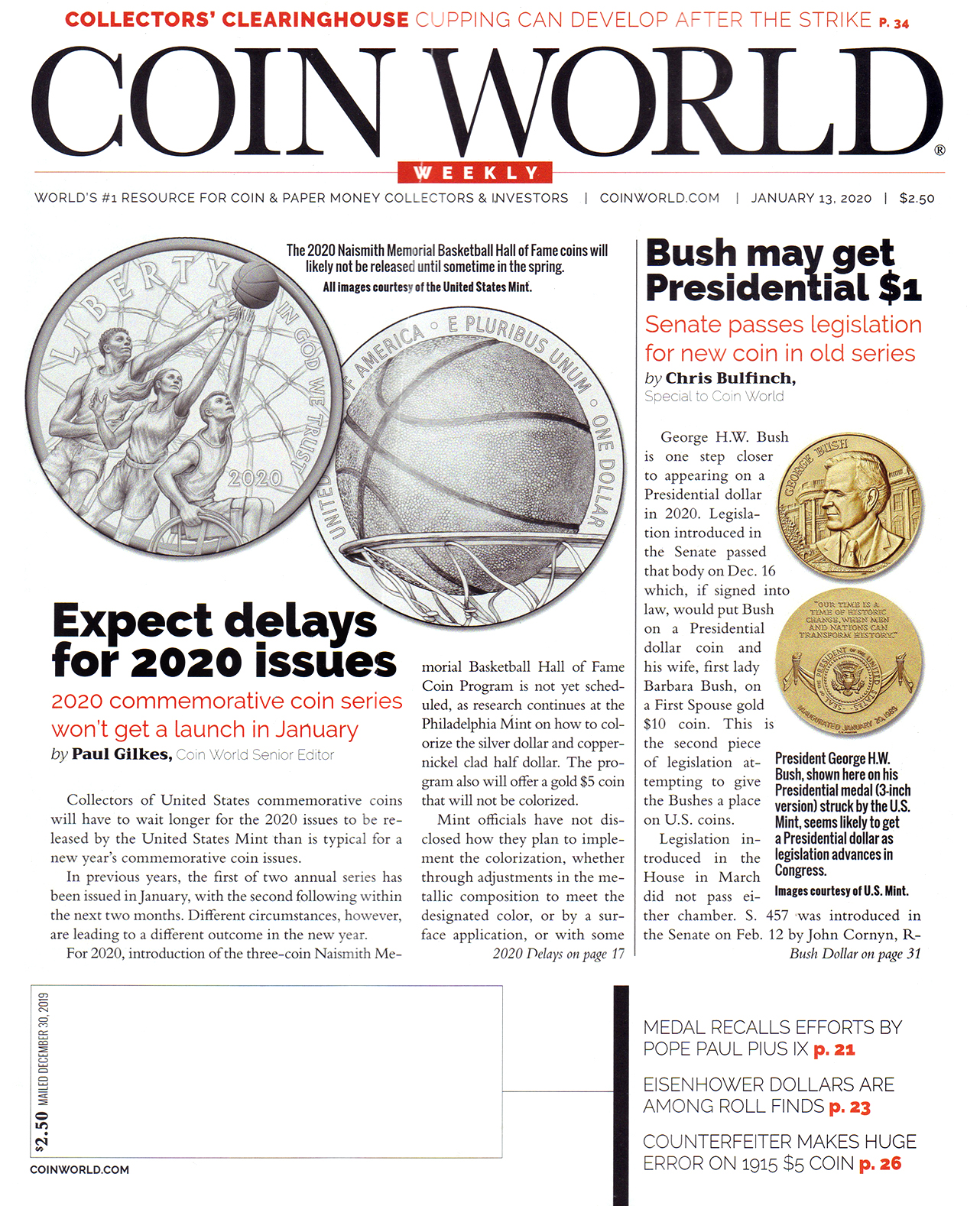 Coin-World-Weekly January 13, 2020 Issue Cover