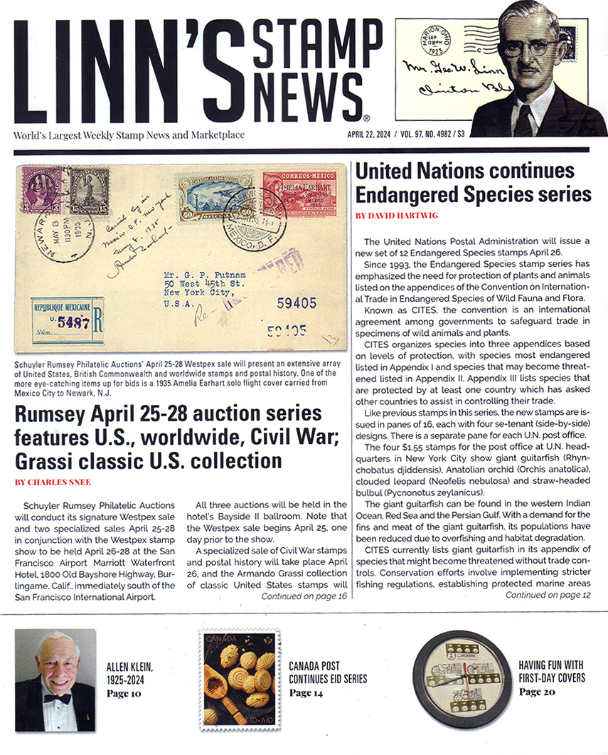 Linns-Stamp-News-Weekly April 22, 2024 Issue Cover