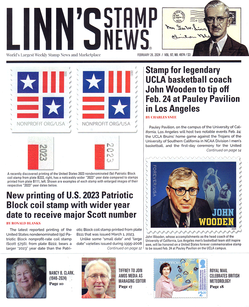 Linns-Stamp-News-Weekly February 26, 2024 Issue Cover