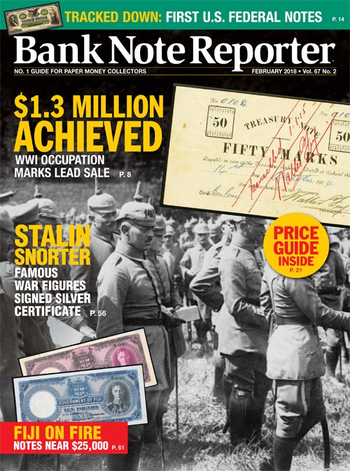 Bank-Note-Reporter February 01, 2018 Issue Cover