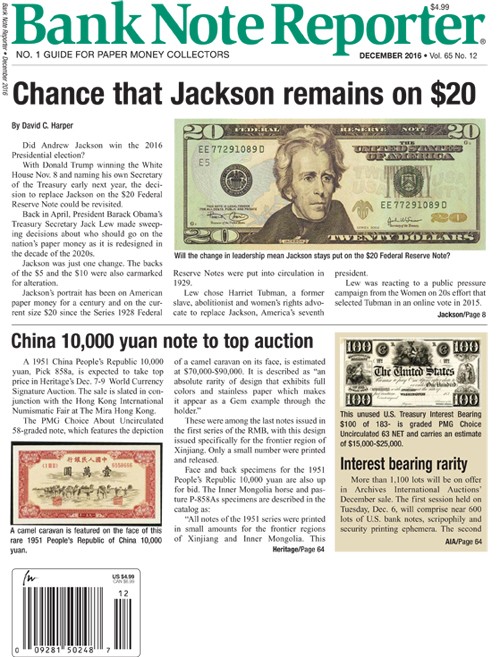 Bank-Note-Reporter December 01, 2016 Issue Cover