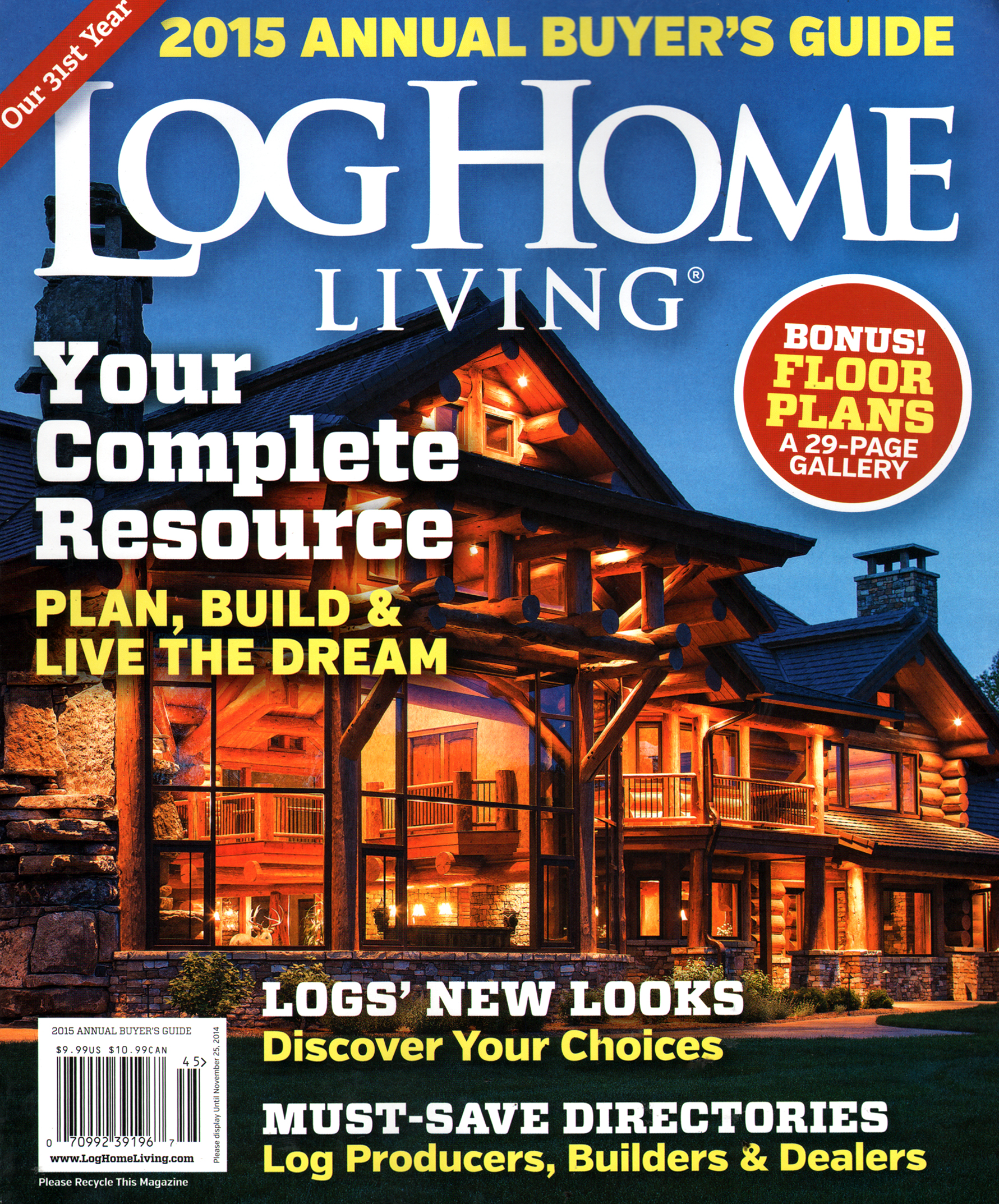 Log-and-Timber-Home-Living September 01, 2014 Issue Cover