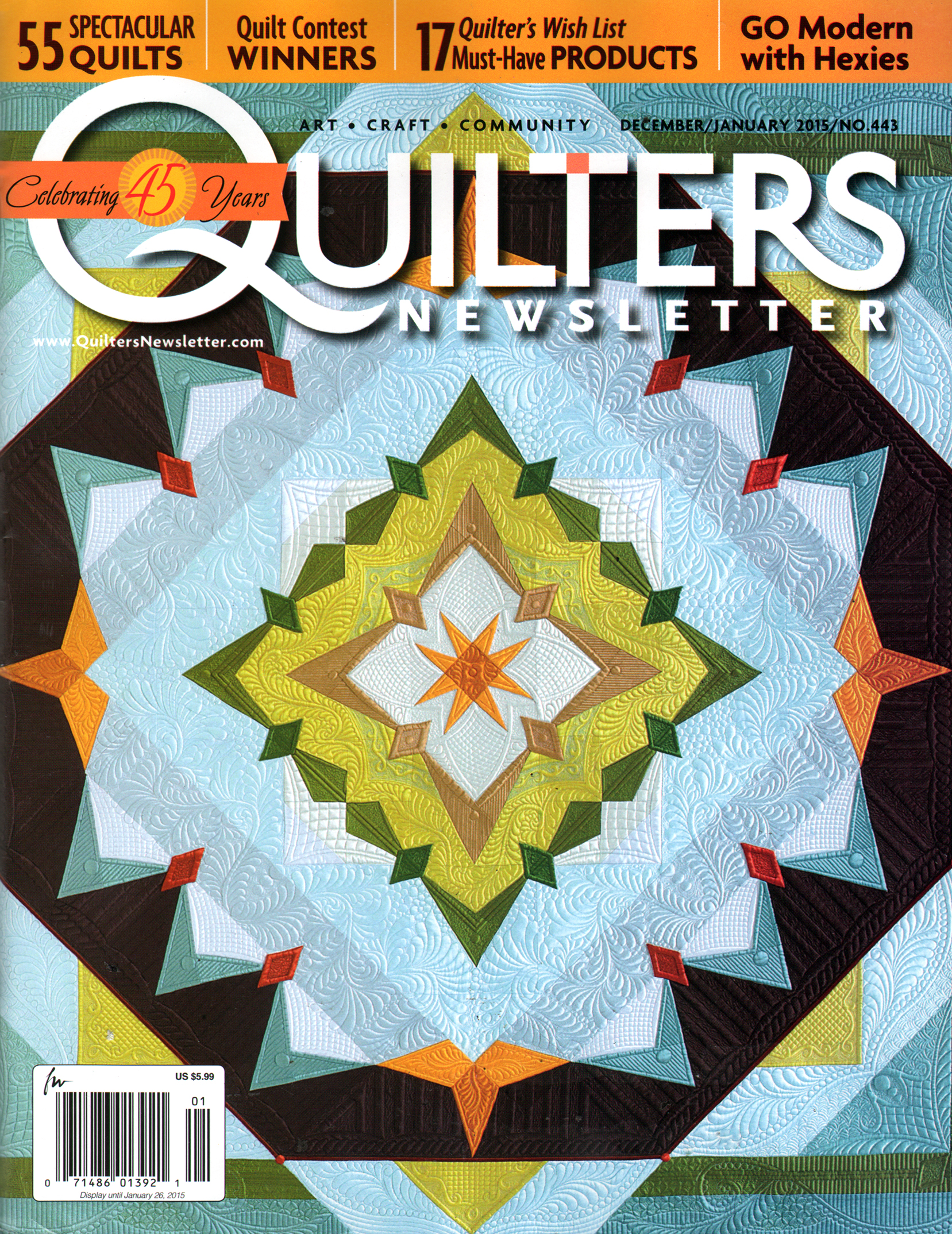 Quilters-Newsletter December 01, 2014 Issue Cover