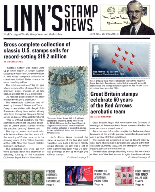 Linn's Stamp News July 08, 2024 Issue Cover
