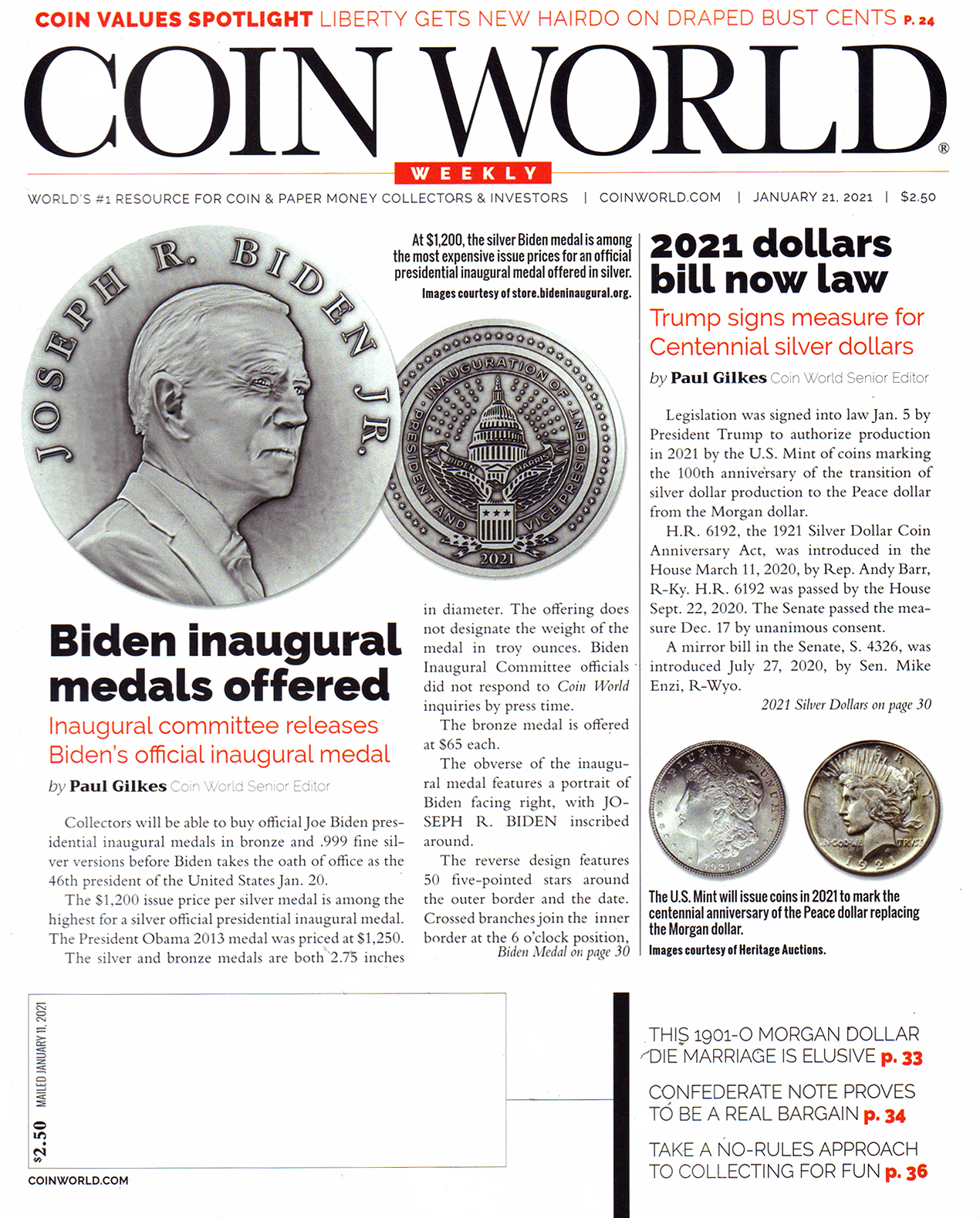 Coin-World-Weekly January 11, 2021 Issue Cover