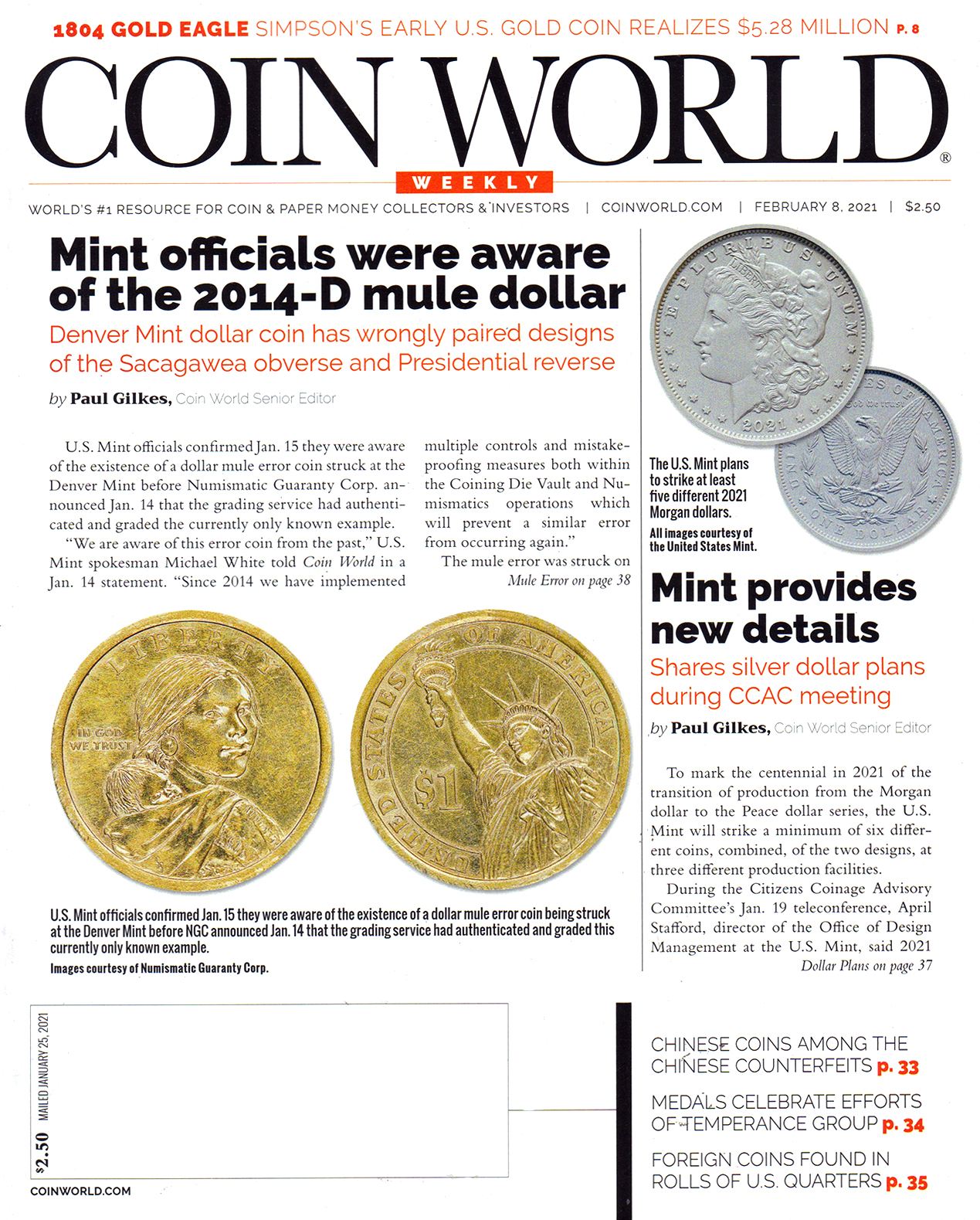 Coin-World-Weekly February 08, 2021 Issue Cover