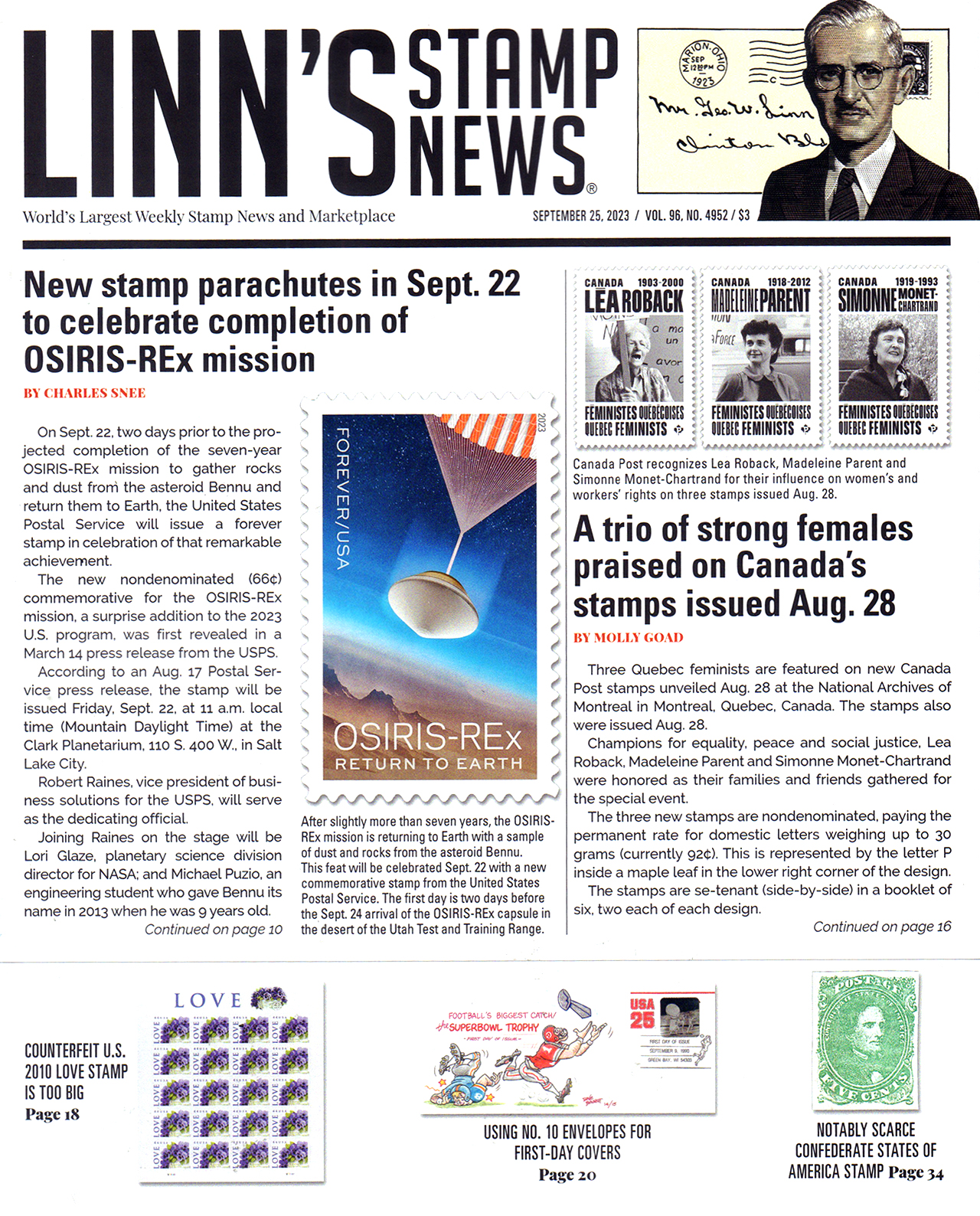 Linns-Stamp-News-Weekly September 25, 2023 Issue Cover