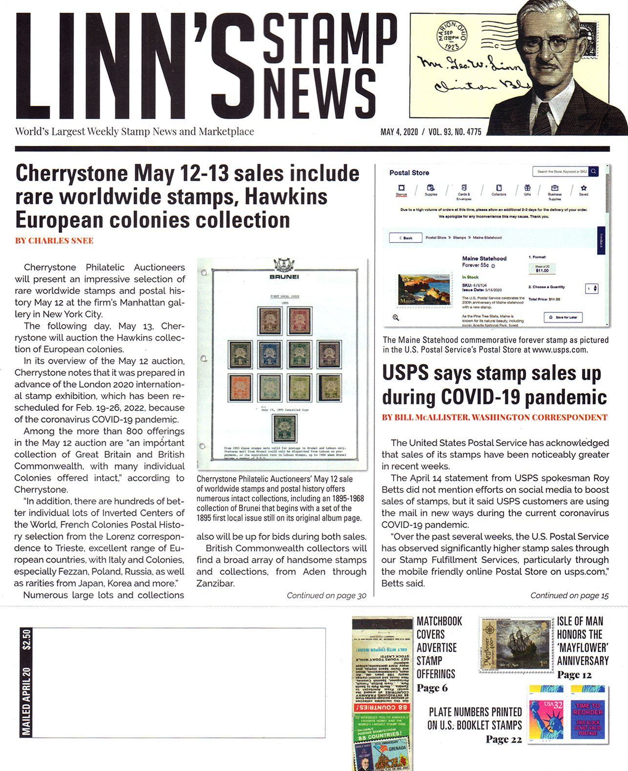 Linns-Stamp-News-Weekly May 04, 2020 Issue Cover