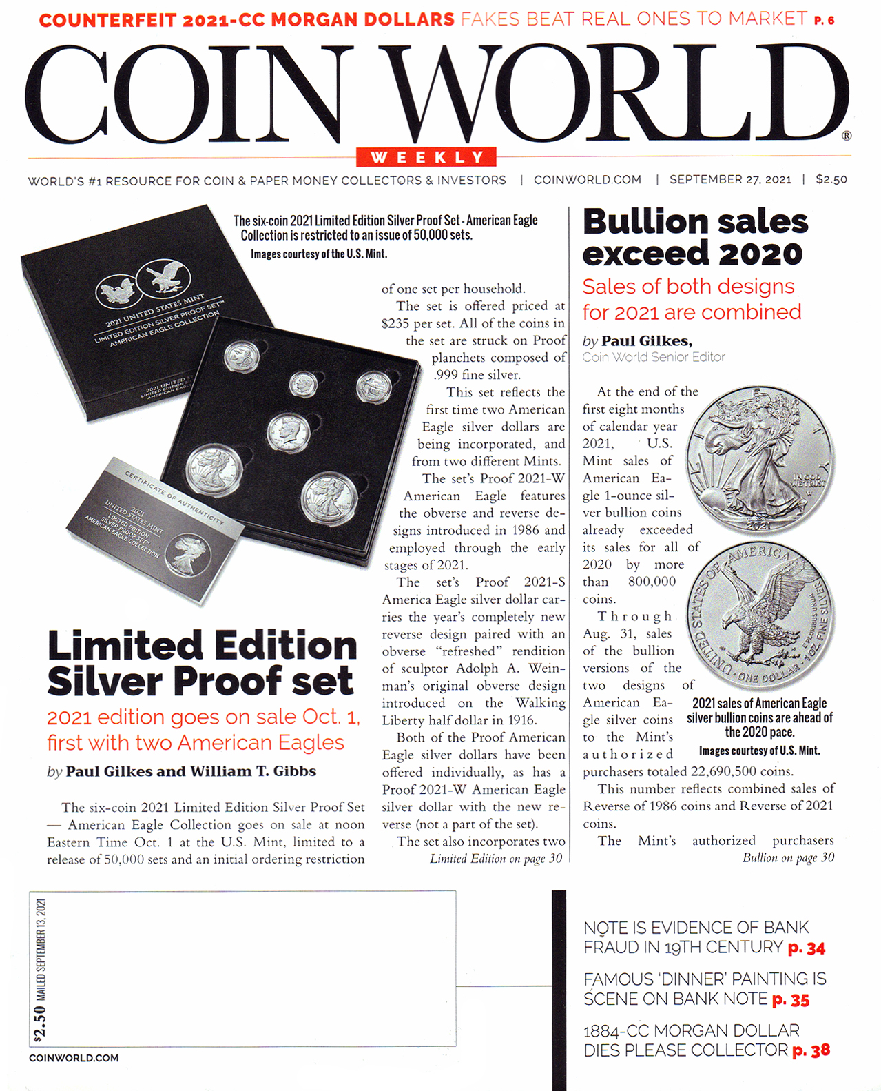 Coin-World-Weekly September 27, 2021 Issue Cover