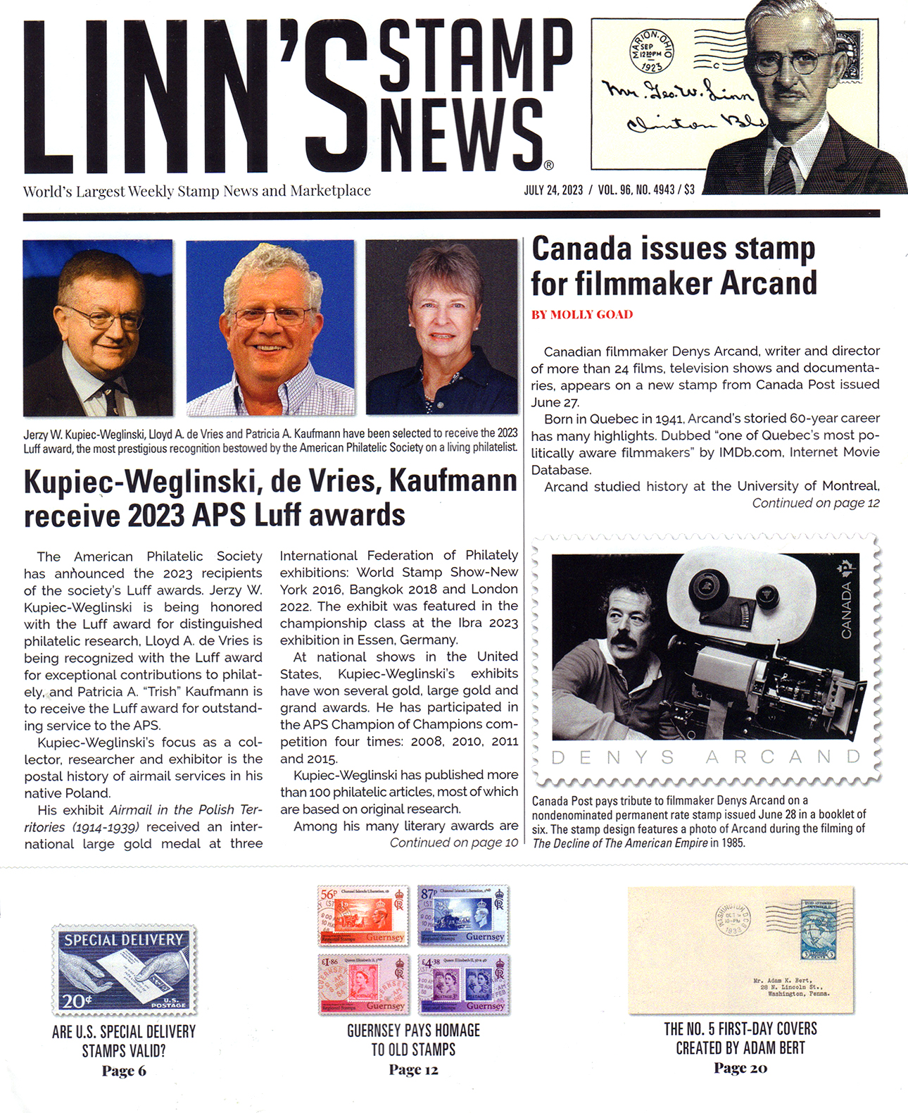 Linns-Stamp-News-Weekly July 24, 2023 Issue Cover