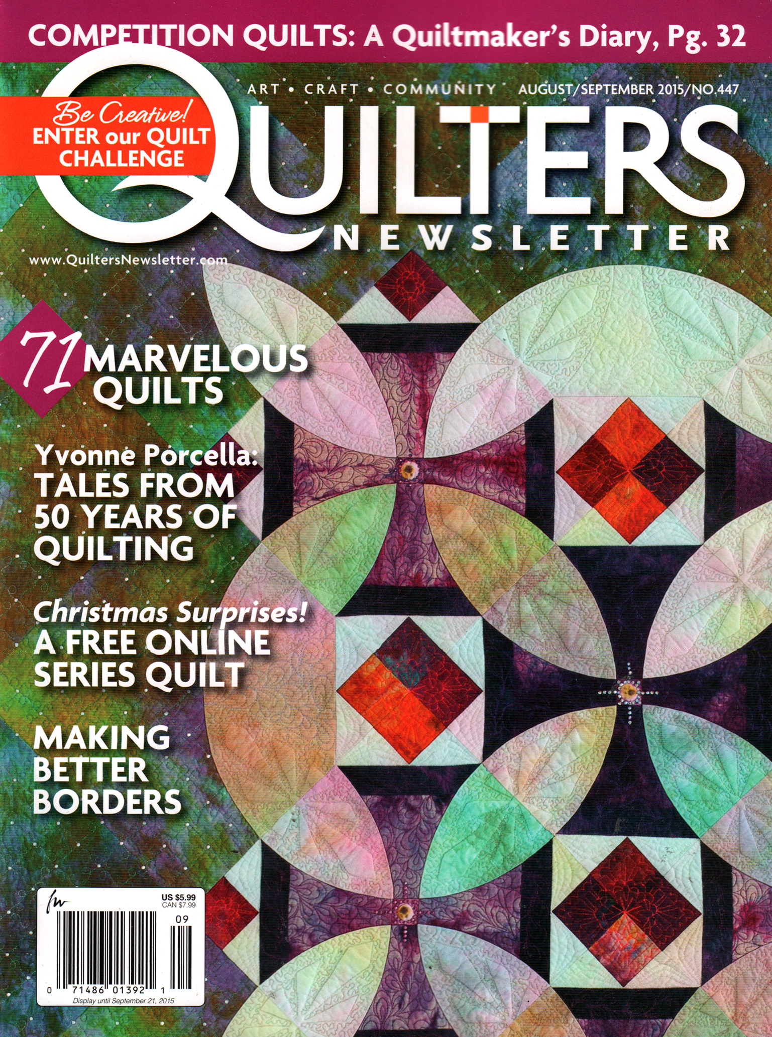 Quilters-Newsletter August 01, 2015 Issue Cover