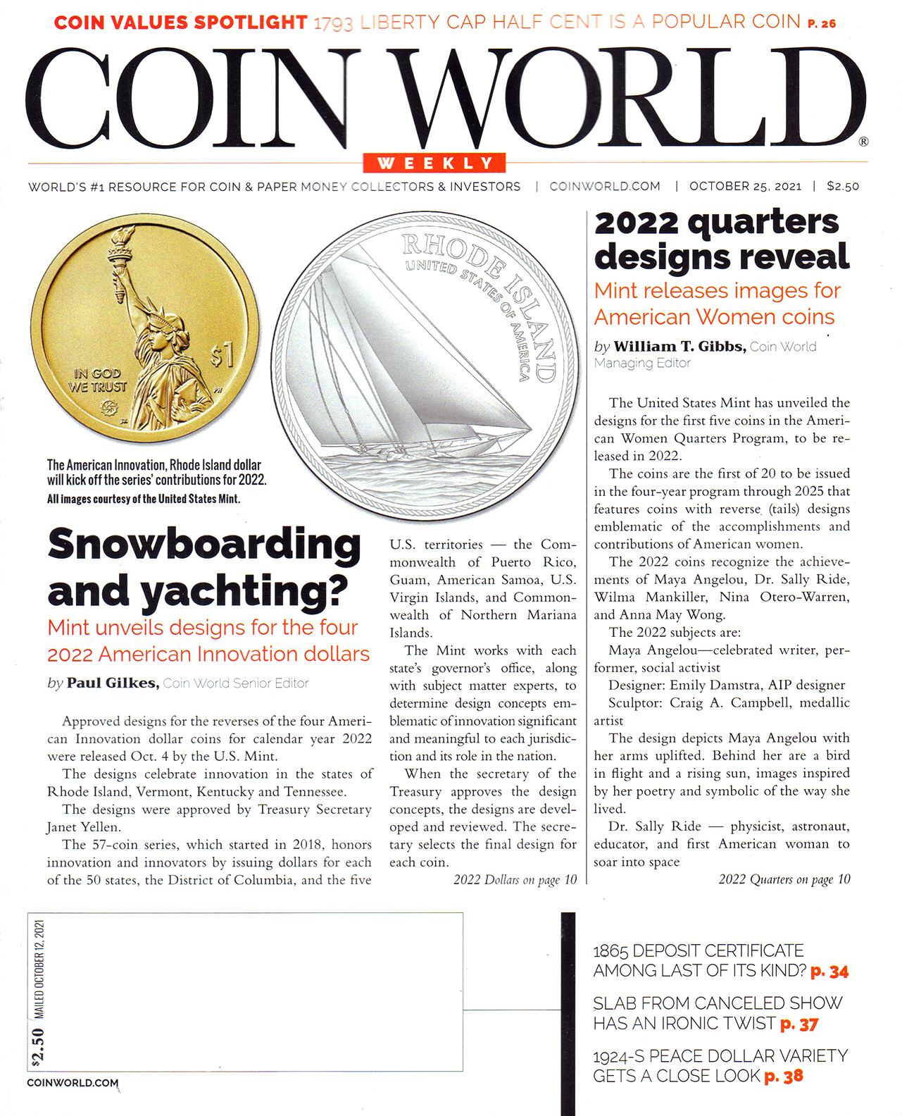 Coin-World-Weekly October 25, 2021 Issue Cover