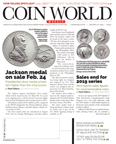 Coin World Weekly January 20, 2020 Issue Cover