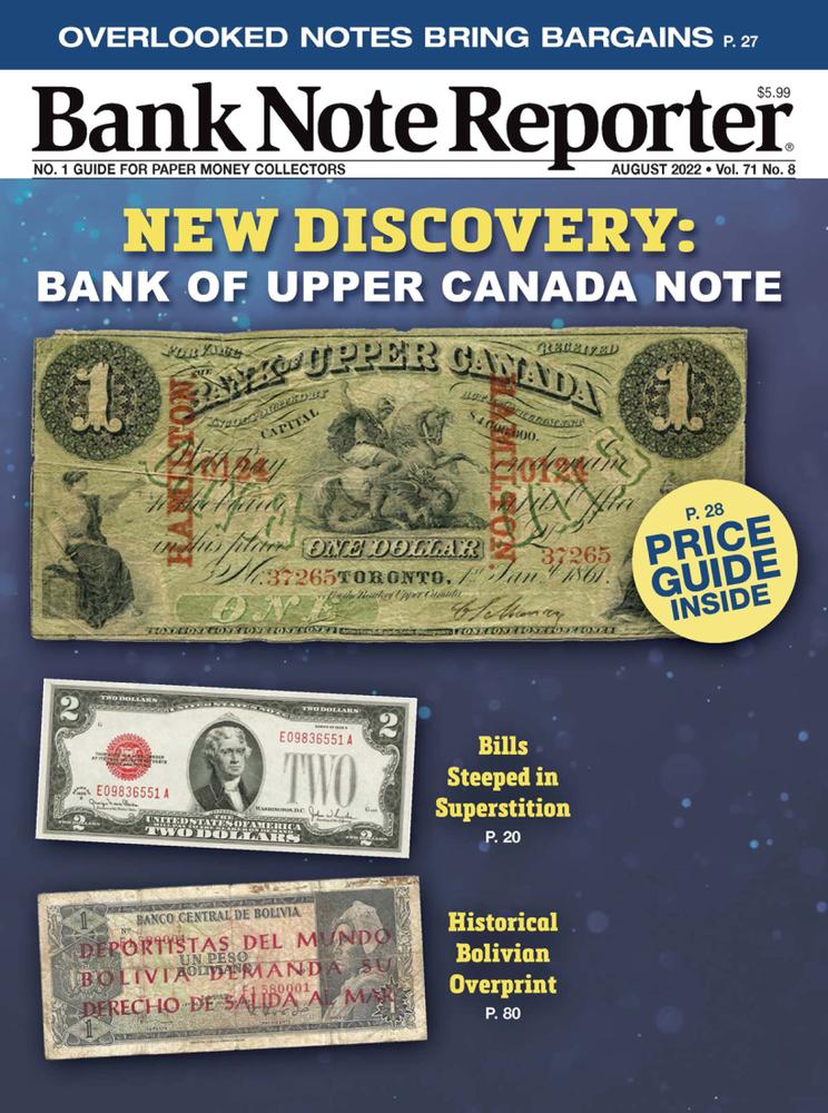 Bank-Note-Reporter August 01, 2022 Issue Cover