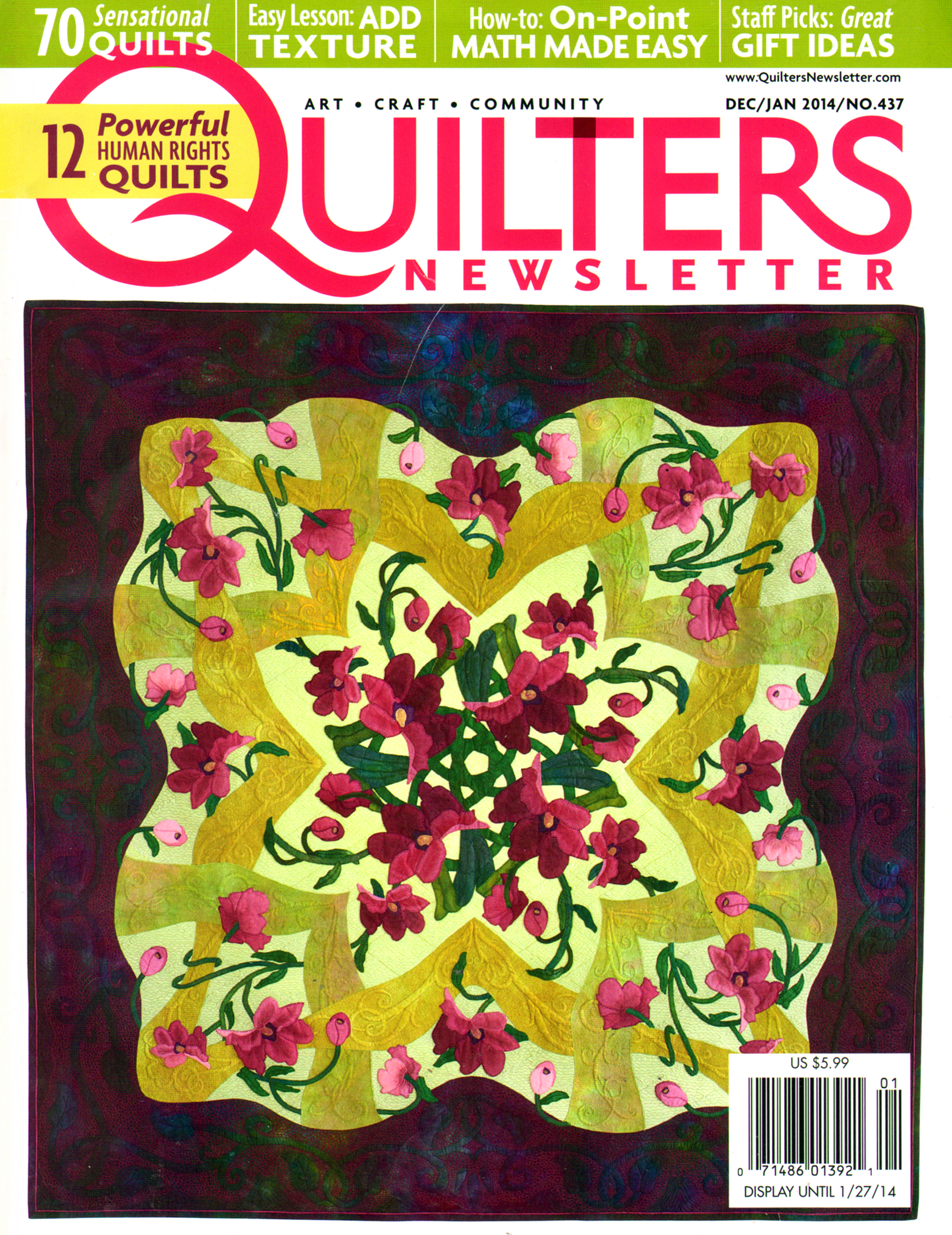 Quilters-Newsletter December 01, 2013 Issue Cover
