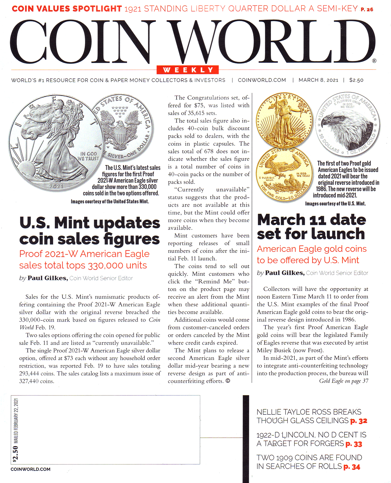 Coin-World-Weekly March 08, 2021 Issue Cover