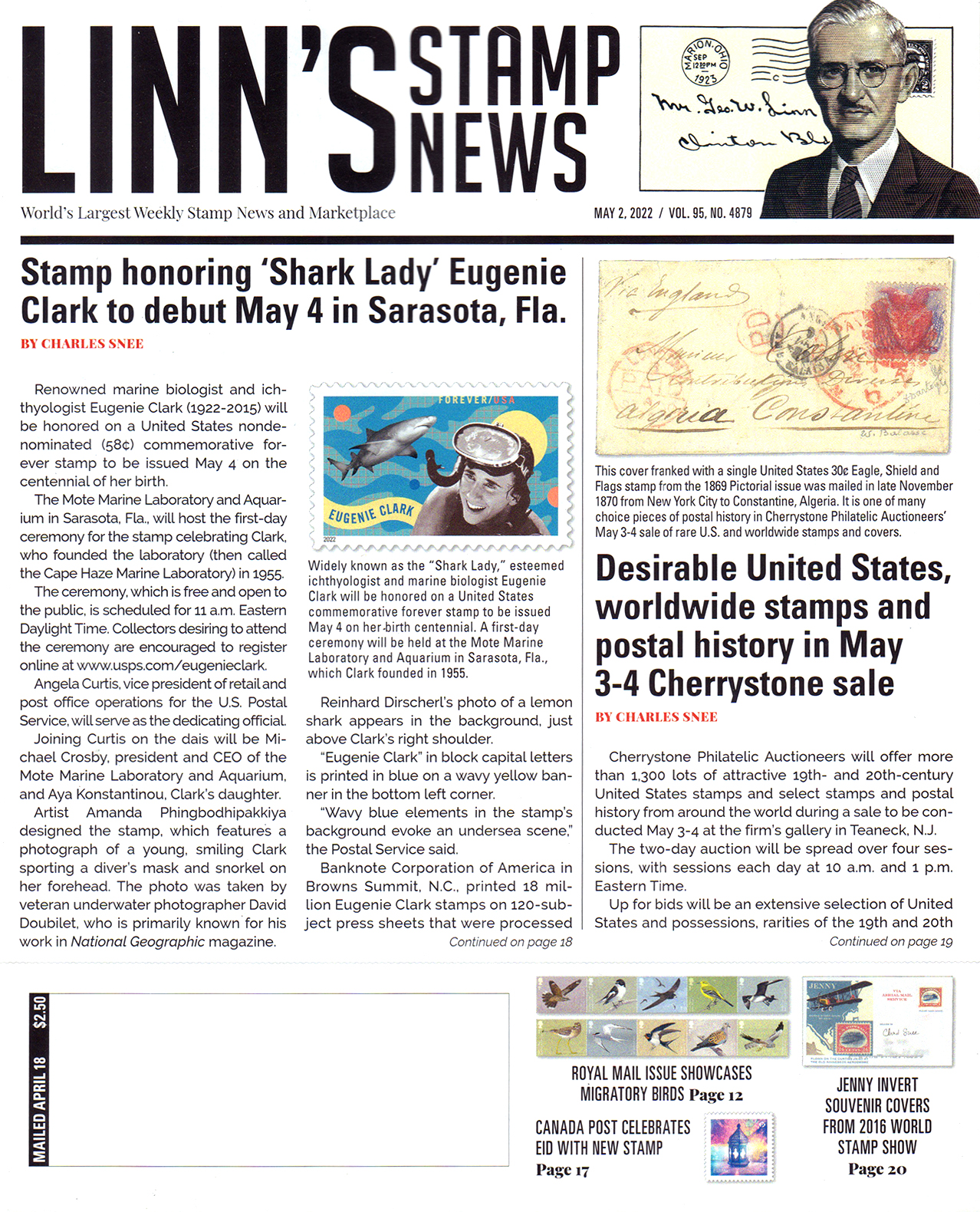 Linns-Stamp-News-Weekly May 02, 2022 Issue Cover