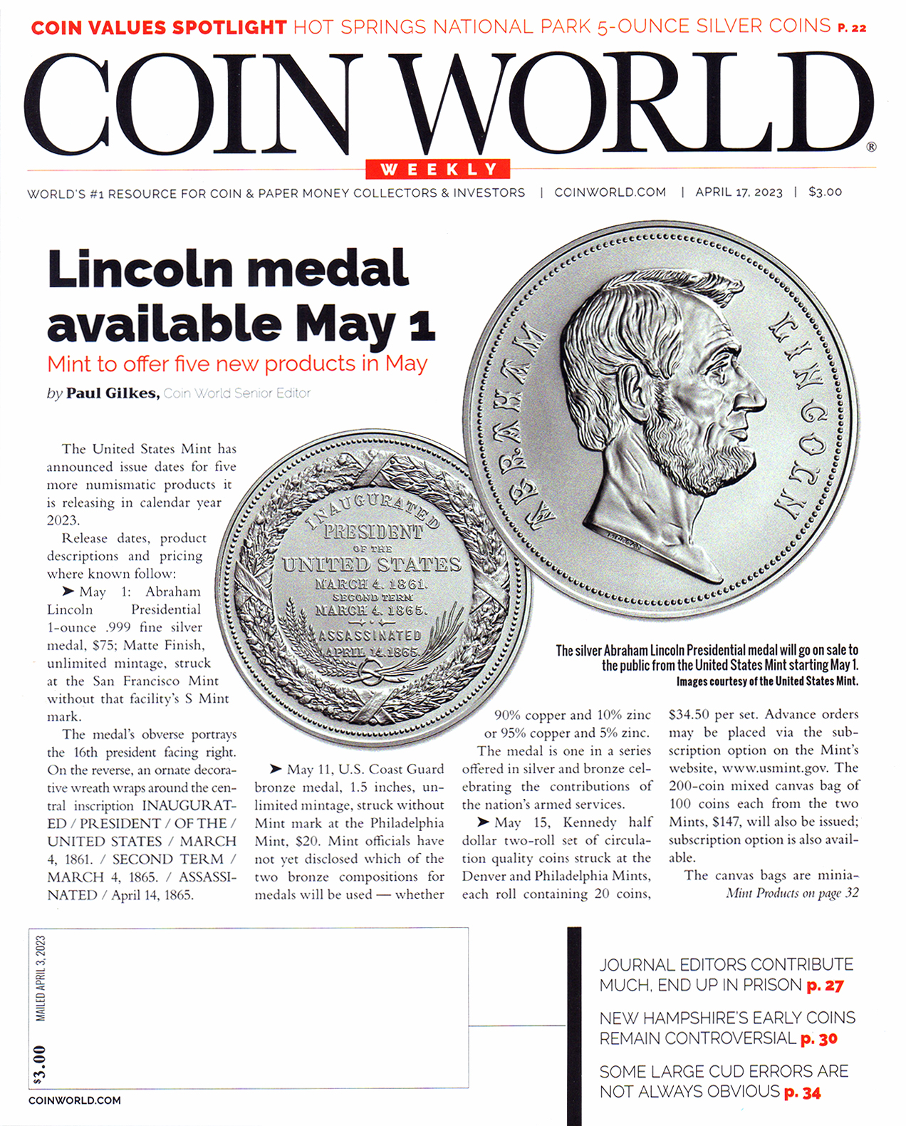 Coin-World-Weekly April 17, 2023 Issue Cover