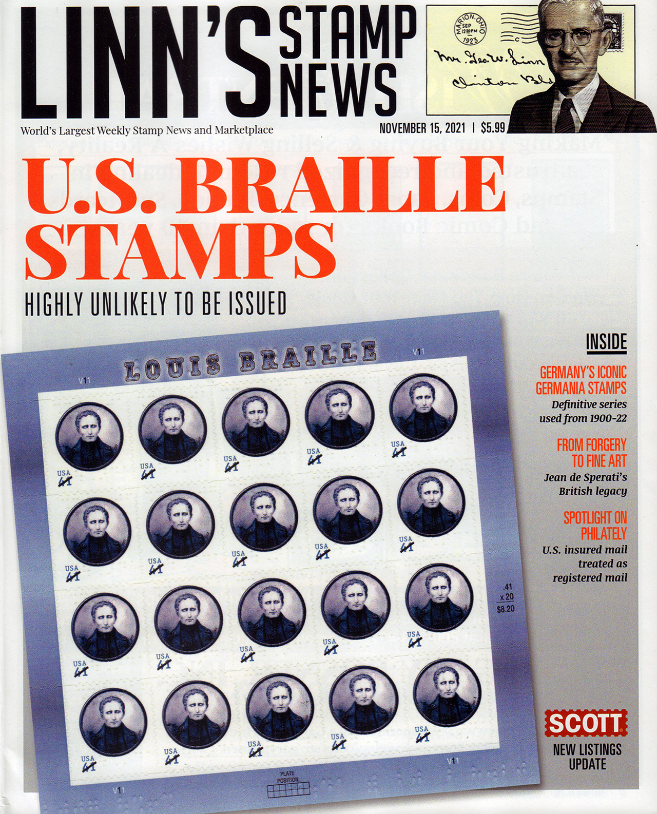 linns-stamp-news-weekly November 15, 2021 Issue Cover