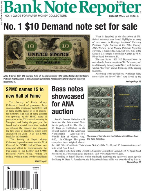 Bank-Note-Reporter August 01, 2014 Issue Cover