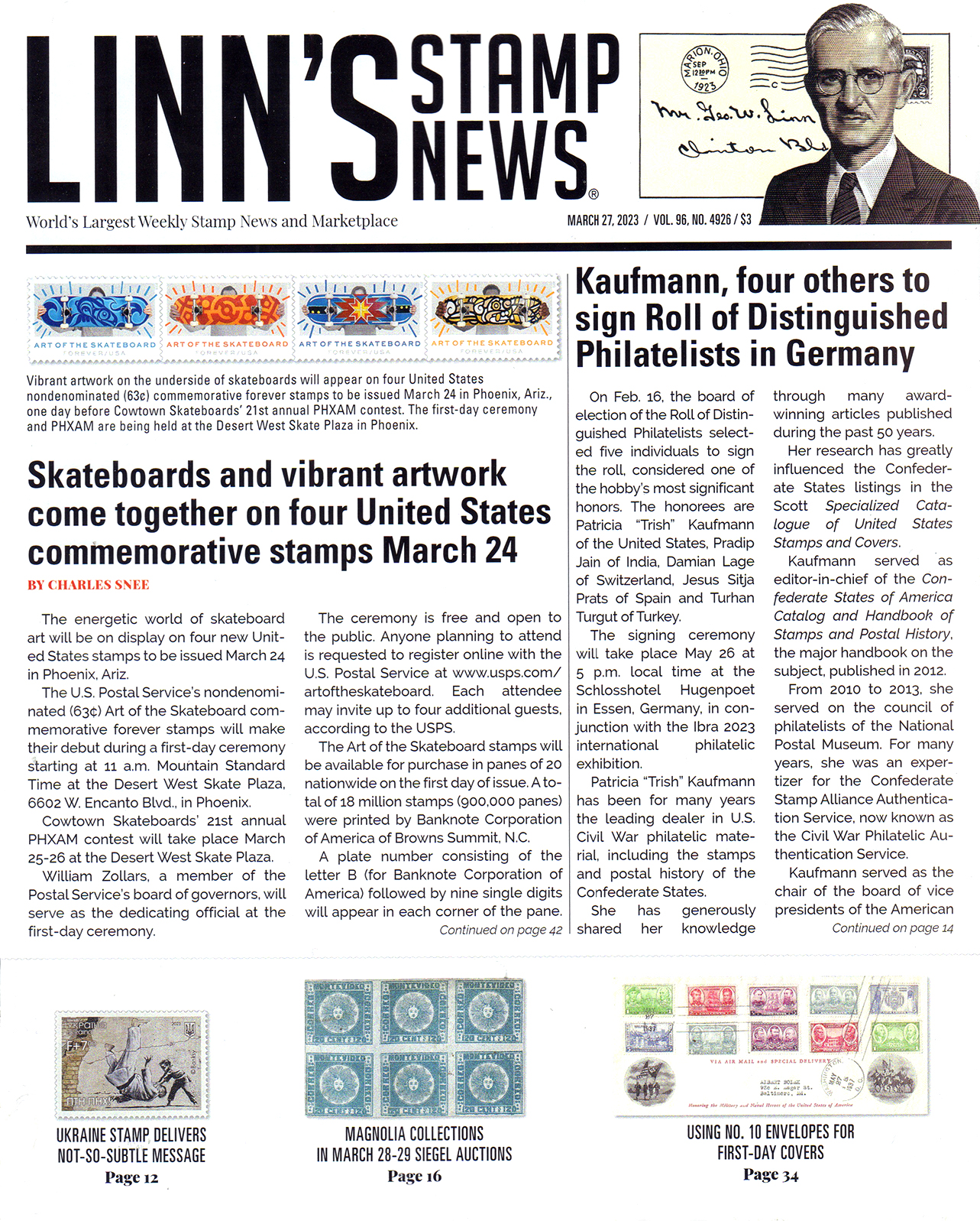 Linns-Stamp-News-Weekly March 27, 2023 Issue Cover