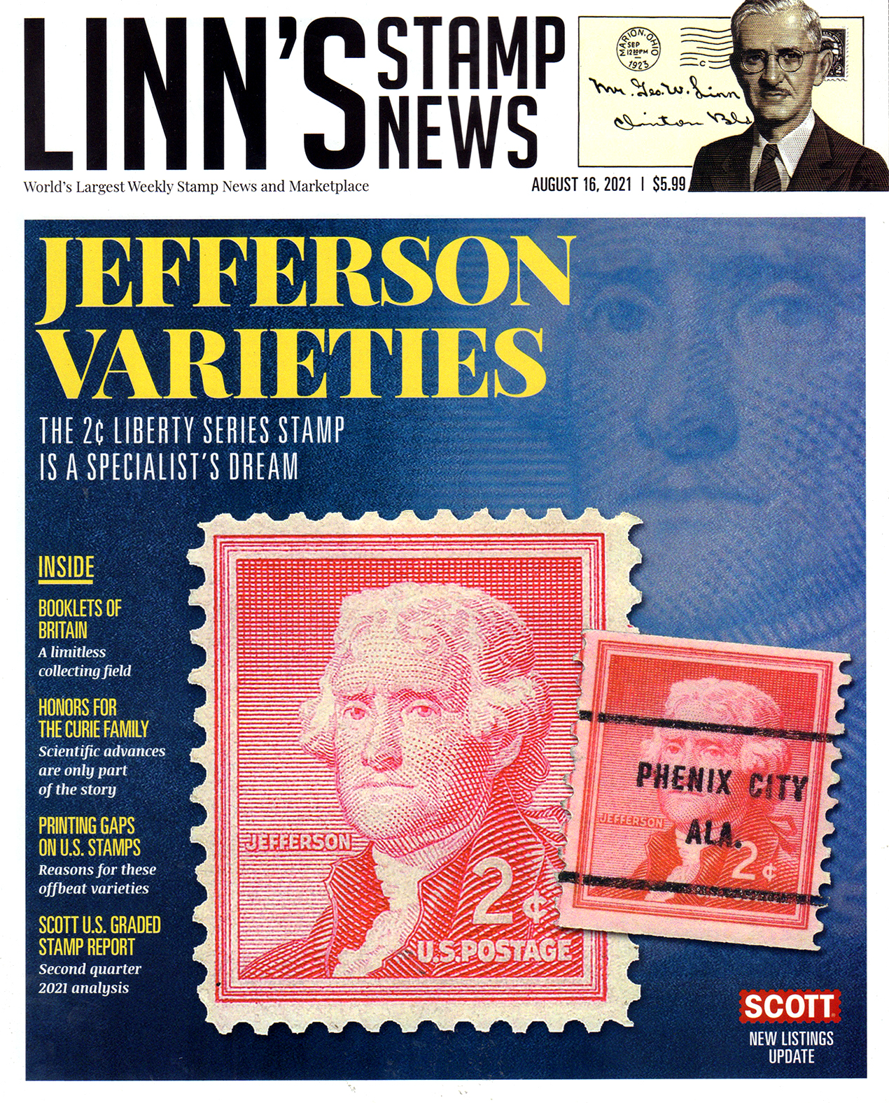 linns-stamp-news-weekly August 16, 2021 Issue Cover
