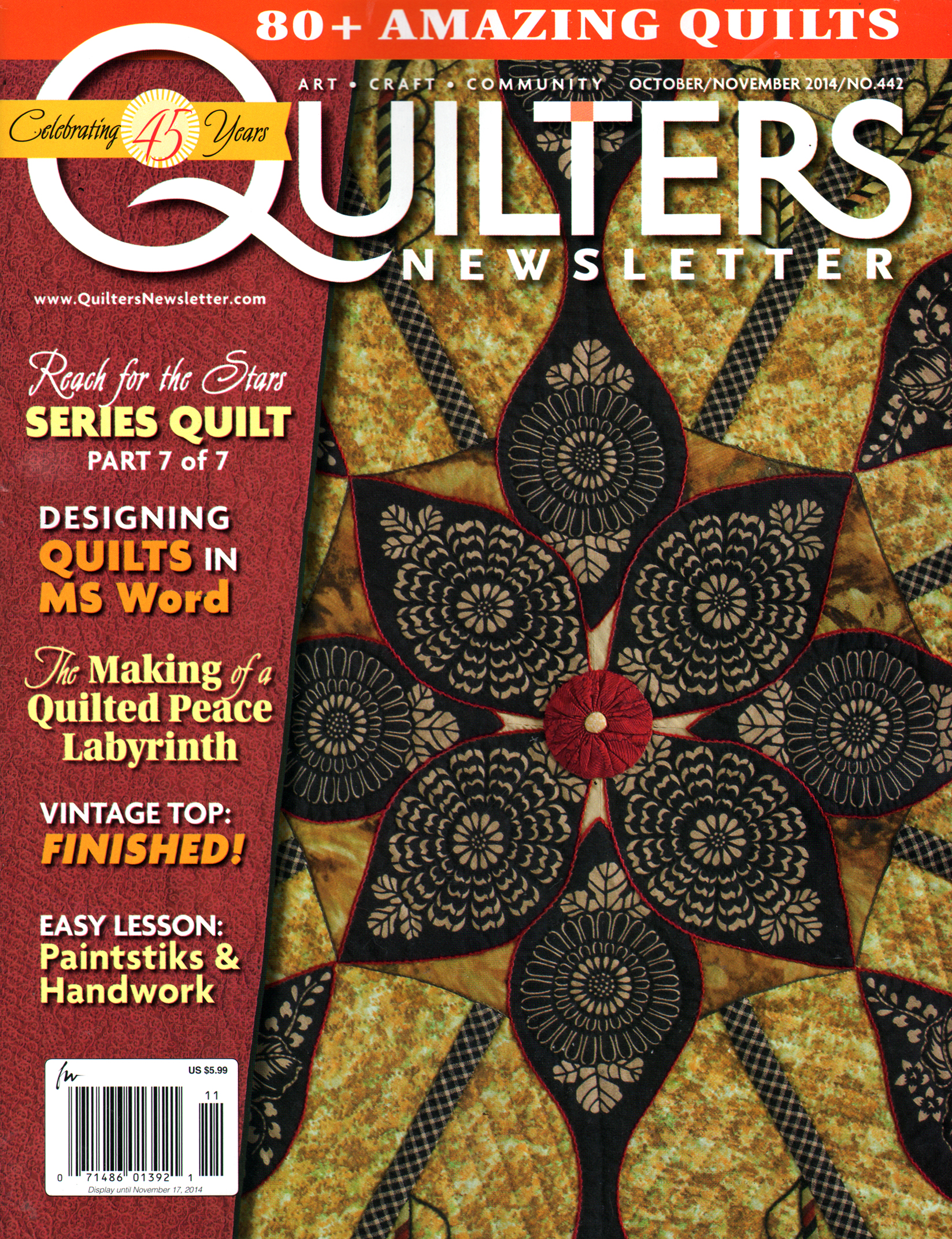 Quilters-Newsletter October 01, 2014 Issue Cover